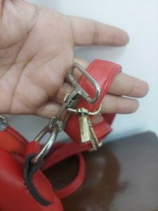 Vibrant Red Studded Handbag