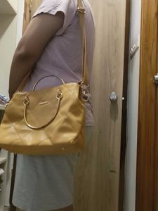Chic Quilted Yellow Handbag