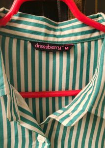 Green &amp; White Striped Button-Up Shirt