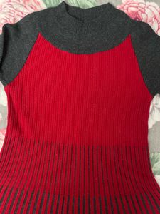 Red &amp; Gray Knit woolen Dress