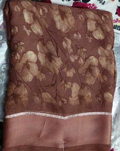 Elegant Brown Floral Saree