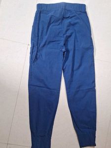 Blue Pleated Button-Up Cropped Pants for girls