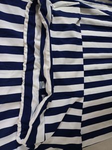 White &amp; Navy Blue Stripes Long Tight Skirt
