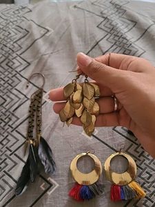 Boho Feather &amp; Tassel Earrings Set