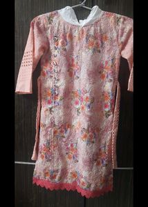 Floral Print Kurti with Delicate Details For Girls