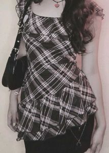 Y2k Checked Ruffle Tank Top