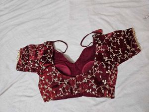 Fully Stitched Maroon Embroidered Blouse