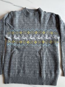 Gray Reindeer Knit Sweater