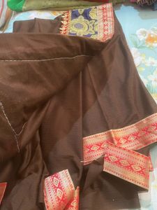 Elegant Brown Saree with Gold Embroidery
