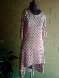 LV Inspired Print High-Low Dress