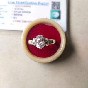 925 Silver Cubic Zirconia Ring with Gem Certificat