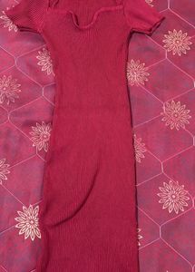 Red Ribbed Bodycon Mini Dress