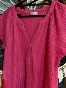 Vibrant Pink Button-Up Top