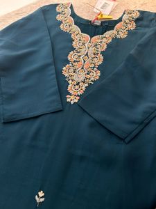 Teal Kurta Set with Intricate Embellishments