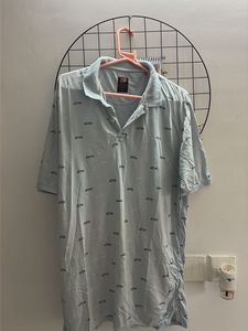 Light Blue Polo Shirt with Car Print