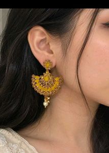 Elegant Gold &amp; Pink Jhumka Earrings