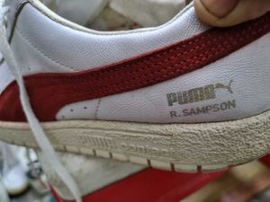 Puma  simson seude leather White &amp; Red Sneakers