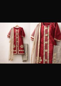 Red & Gold Embroidered Kurta Set