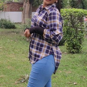 Rayon Women Check Shirt Full 1/3rd Sleeve
