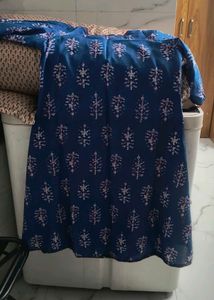 Elegant Blue Block Print Kurta Set