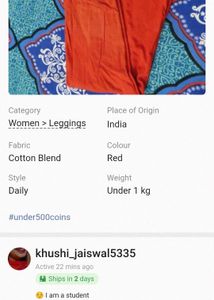 Red Plain Leggings