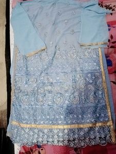 pakistani Blue Embroidered Suit