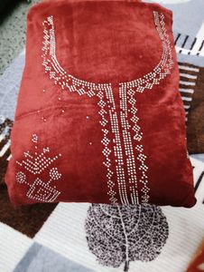 Maroon Velvet Unstitched Suit