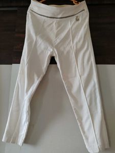 White Trousers with Embellished Waistband