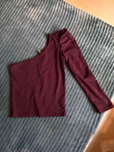 Maroon One-Sleeve Top