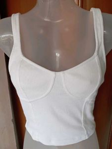 Ribbed White Bustier Tank Top