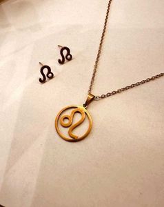 Leo Zodiac Necklace &amp; Earrings Set