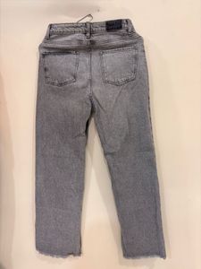 Grey Denim Jeans with Raw Hem