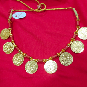 gold polish coin shaped necklace
