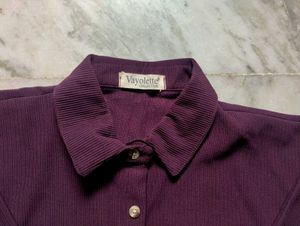 Purple Corduroy Button-Up Shirt