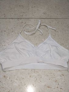 White Halter Neck Sports Bra