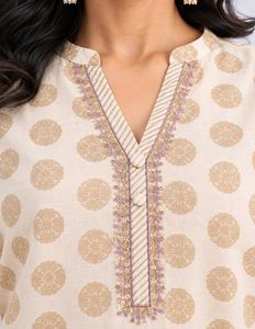 Fabindia Ethnic Motifs Silk Mandarin Collar Kurti