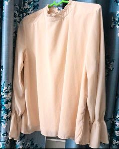 AND Elegant Peach Ruffle Blouse