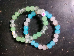 Stackable Beaded Bracelets with Charm