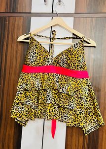Leopard Print Tiered Halter Top