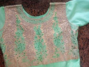 Elegant Mint Green Anarkali Kurta with salwar