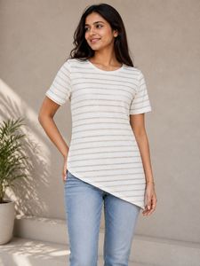 Striped Asymmetrical Tunic Top