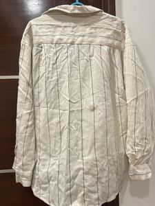 Striped Linen Blend Oversized Shirt