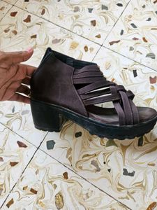 Stylish Brown Strappy Wedge Sandals