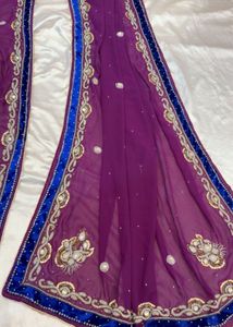 Elegant Purple Embroidered Saree
