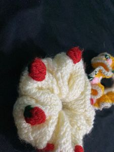 Handmade Crochet Scrunchie Set , strawberry