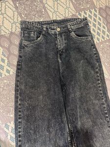 Trendy Gray Wash Wide Leg Jeans