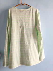Light Green Striped Long Sleeve Top