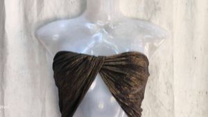 Metallic Ruched Twist Tube Top