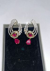 Elegant Kundan &amp; Ruby Drop Earrings
