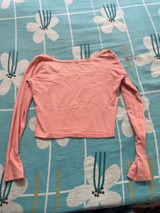 Soft Peach Long Sleeve Crop Top